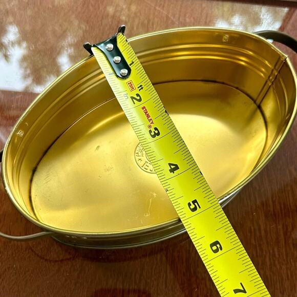 Vintage F.T.D.A. Brass Jardiniere Oval Planter Made in Holland - Picture 6 of 9